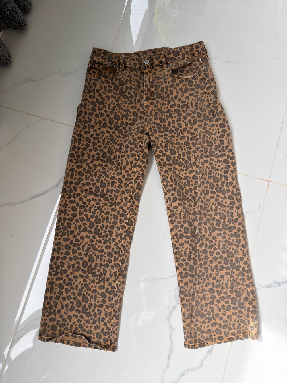 American Eagle Outfitters Tan and Black Leopard Print Jeans